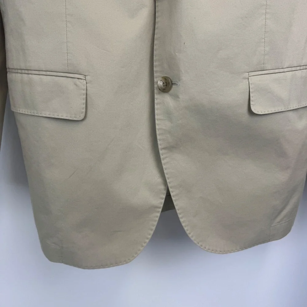 Flynt Bourne Mens 42R Blazer Tan Khaki 100%‎ Cotton 2 Button Sport Coat Jacket